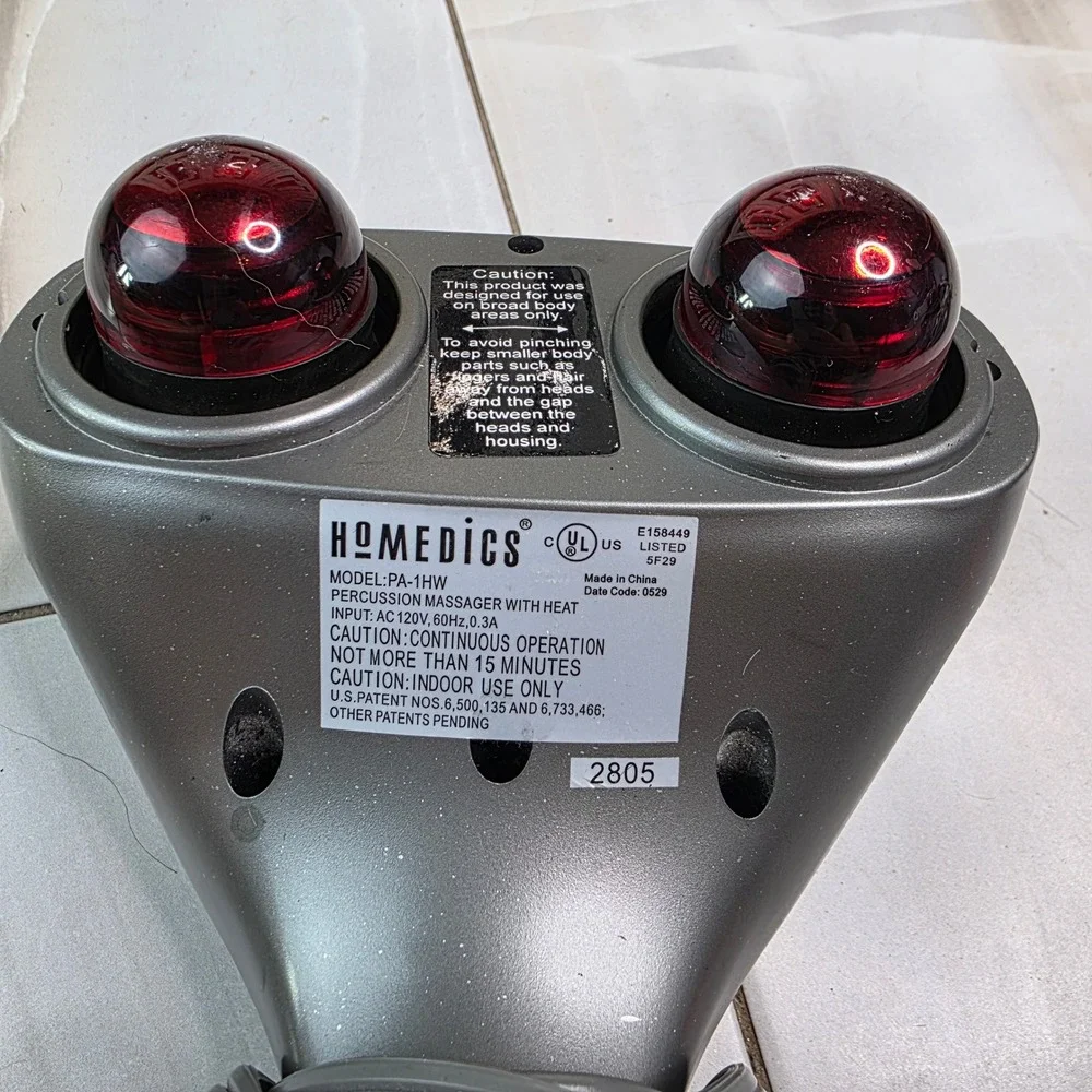 HoMedics PA-1HW Percussion Massager with Heat Dual Head Handheld Deep Tissue  T1